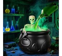 Qbiower Halloween Decorations Indoor, Cauldron Halloween Decor with Magic Floating Potion Bottles and Diffuser, Halloween Witch Bucket Decorations for Spooky Vintage Home Kitchen Table (Large)