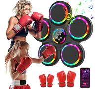 Qbiower Music Boxing Machine, 2025 New Boxing Machine Wall Mounted with 2 Pairs of Gloves, 9 Speeds, 9 Training Modes, Counting Mode, Bluetooth Support, Smart Music Boxing Machine for Adults & Kids