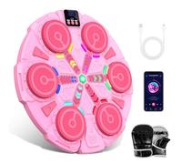 Qbiower Music Boxing Machine for Kids, 3 Game Modes with Score Display, Adjustable Speed & Volume, USB Rechargeable Wall Included Gloves, Suitable for Children Aged 6 and Above