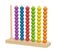 Qbiower Wooden Color-Sorting Stacking and Counting Toy, Wooden Educational Counting Game with Beads for Kids, Safe Woo den Materials, Educational and Early Learning Toys for Boys Girls Ages 3+ (B)