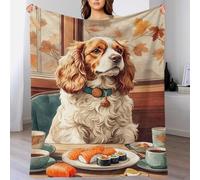 QBIREX 3D Dog And Sushi Fleece Throw Blanket for Boys Girls Cozy Plush Flannel Blanket for Sofa Bed Couch 70x80inch(180x200cm)