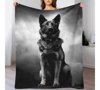 QBIREX 3D German Shepherd Moon Print Fluffy Soft Throws Versatile Flannel Blankets Warm Poncho Shawl Blankets Cloak Cape for Bed Couch 50x60inch(127x152cm)