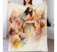 QBIREX 3D Print Jesus Feeding The Poor Bed Flannel Blanket Super Soft Fluffy Warm Microfiber Sofa Throw Blankets For Couch 60x80inch(150x200cm)