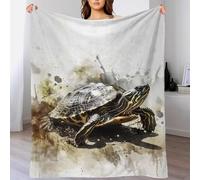 QBIREX 3D Print Turtle Watercolor Art Bed Flannel Blanket Super Soft Fluffy Warm Microfiber Sofa Throw Blankets For Couch 70x80inch(180x200cm)