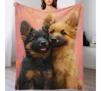 QBIREX 3D Print Two German Shepherd Puppies Plush Flannel Blanket Adult Winter Warm Sofa School Home Travel Warm Cosy Blanket 50x60inch(127x152cm)