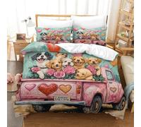 QBIREX 3D Romantic Loving Dog Bedding Set 3D Print Comforter Cover Cozy Duvet Cover Set for Kids Boys Girls with Pillow Shams King（220x240cm）