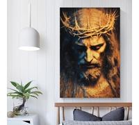 QBIREX Abstract Jesus Christ with Crown of Thorns Wall Canvas for Living Room Cute Room Decor Ready to Hang Living Room Paintings 24x36inch(60x90cm)