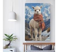 QBIREX Alpaca in The Mountains Art Work for Home Walls for Living Room Bedroom Artwork 24x36inch(60x90cm)
