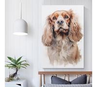 QBIREX American Cocker Dog Canvas Painting Wall Art Pictures Wall Art Set Living Room Home Decor Wedding Poster Home Decor 20x30inch(50x75cm)