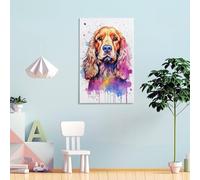 QBIREX American Cocker Watercolor Art Poster Canvas Wall Art Decorative Bedroom Modern Home Print Picture Artworkss 3D Wall Art Living Room 12x18inch(30x45cm)