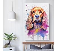 QBIREX American Cocker Watercolor Poster Customisable with Canvas, Home Office Decor Living Room Bedroom Woman Birthday Gift Idea 08x12inch(20x30cm)