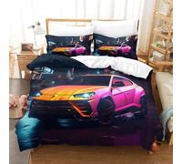 QBIREX Art Sports Car Pattern Bedding Set 3D Digital Print Duvet Cover Set Soft Comforter Cover Microfiber Bedspread Cover King（220x240cm）