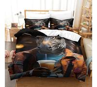 QBIREX Artistic Zebra Bedding Soft Microfibre Duvet Cover Keep Warm Comforter Cover for Boys Girls Toddler with Zip Birthday Gifts Double（200x200cm）