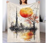 QBIREX Autumn Harmony Tokyo Tower at Sunset Soft Fluffy Cozy Blanket for Sofa/Couch/Bed Throw Super Soft Blanket Boyfriend 50x60inch(127x152cm)