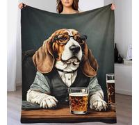 QBIREX Basset Hound Beer Glass 3D Fleece Bed Blankets Winter Warm Cozy Flannel Blanket Super Soft Blanket for Cold Weather 50x60inch(127x152cm)