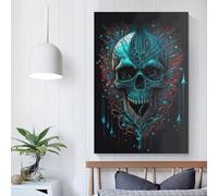 QBIREX Bio Organic Skull Print Wall Art for Adults Canvas Artwork for Gifts from Kids Home Decor Living Room Bedroom Birthday Gifts Women 24x36inch(60x90cm)