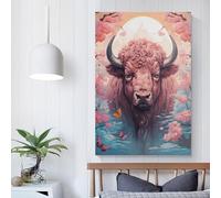 QBIREX Bison Art. Canvas Wall Art Wall Decor Painting Poster for Office Home Wall Decor Colorful Modern Artwork Stretched Easy to Hang 16x24inch(40x60cm)