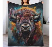 QBIREX Bison Painting Washable Fluffy Cozy Fleece Blanket Double for Bed And Couch Large Fleece Blanket Gifts for Mum 40x50inch(100x130cm)