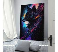 QBIREX Black Fox Portrait Canvas Wall Art Prints Hanging Poster Yoga Studio Room Decor Inner Peace Reiki Wall Art Spiritual Healing Gift for Family Friend 08x12inch(20x30cm)