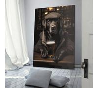 QBIREX Black Labrador Art Work for Home Walls for Bedroom Office Bathroom Decor Picture Canvas 12x18inch(30x45cm)