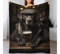 QBIREX Black Labrador at The Pub Fluffy Blanket Kids Soft Picture Blanket Personalised Car Birthday Presents for Grandma 50x60inch(127x152cm)