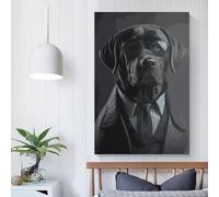 QBIREX Black Labrador for Adults Bathroom Animal Oil Paintingon Canvas Painting Kits Canvas Funny Room Decor Birthday Gifts Women 16x24inch(40x60cm)