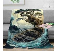 QBIREX Bonsai Tree on A Cliff Tranquil Scenery Fleece Christmas Blanket Warm Accent Personalised Blanket Baby for Sofa/Couch/Bed Throw for Lover Hubby Wifey Women Men 50x60inch(127x152cm)