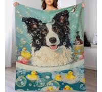 QBIREX Border Collie Dog 3D Printed Fleece Blanket Throw Large Soft Warm Lightweight Bedspread Blanket Fluffy for Office 60x80inch(150x200cm)