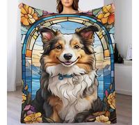 QBIREX Border Collie Soft Warm Lightweight Fleece Blanket Throw Large, Microfiber Fluffy Bedspread for Bed Sofa Settees Couch Office 50x60inch(127x152cm)
