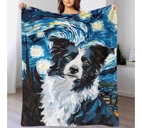QBIREX Border Collie Starry Night Cosy Blanket Thick Soft Fleece Blanket for Settee for Baby 70x80inch(180x200cm)
