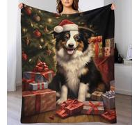 QBIREX Border Collie Xmas Blanket Double Lightweight Super Soft Blanket for Women Girls for Lover Hubby Wifey Women Men 50x60inch(127x152cm)