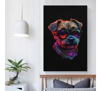 QBIREX Border Terrier Canvas Pictures for Wall Animal Art 3d Wall Art for Rustic Farmhouse Bathroom Deco 24x36inch(60x90cm)