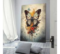 QBIREX Butterfly Retro Print Wall Art for Adults Canvas Artwork for Gifts from Kids Home Decor Living Room Bedroom Birthday Gifts Women 16x24inch(40x60cm)