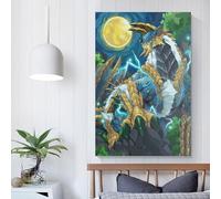 QBIREX Canvas Print Wall Art Picture For Home Decor Monster Fight Panel Pictures And Artwork Oil The Decoration Art Photo Prints 20x30inch(50x75cm)