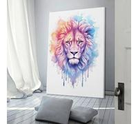 QBIREX Canvas Print Wall Art Picture For Home Decor Watercolor Lion Painting Panel Pictures And Artwork Oil The Decoration Art Photo Prints 20x30inch(50x75cm)