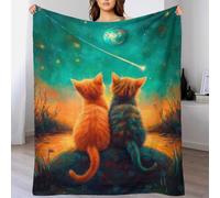 QBIREX Cats Watching Shooting Star Blanket Fleece Fluffy Personalised Baby Blanket for Camping for Lover Hubby Wifey Women Men 60x80inch(150x200cm)