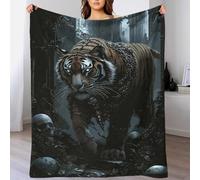 QBIREX Chained Tiger in Ruinsre 3D Fleece Bed Blankets Winter Warm Cozy Flannel Blanket Super Soft Blanket for Cold Weather 60x80inch(150x200cm)