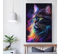 QBIREX Charming Fantasy Black Cat Poster Canvas Painting Poster Wall Art Decorative Picture Prints for Husband Boyfriend Girlfriend Personalised Canvas 20x30inch(50x75cm)