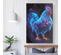 QBIREX Chicken Colorful Print Wall Art for Adults Canvas Artwork for Gifts from Kids Home Decor Living Room Bedroom Birthday Gifts Women 12x18inch(30x45cm)