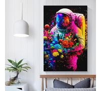 QBIREX Colorful Astronaut2 for Adults Bathroom Animal Oil Paintingon Canvas Painting Kits Canvas Funny Room Decor Birthday Gifts Women 24x36inch(60x90cm)