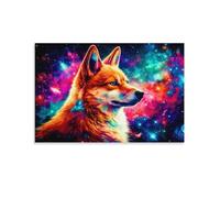 QBIREX Colorful Dog Art Poster Canvas Wall Art Decorative Bedroom Modern Home Print Picture Artworkss 3D Wall Art Living Room 12x18inch(30x45cm)