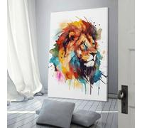 QBIREX Colorful Lion Portrait Canvas Posters Wall Art Wall Art Prints Room Kitchen Anniversary Wife Husband Supplies Home Decoration 16x24inch(40x60cm)