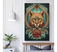 QBIREX Cougar Mysticism for Adults Bathroom Animal Oil Paintingon Canvas Painting Kits Canvas Funny Room Decor Birthday Gifts Women 12x18inch(30x45cm)