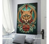 QBIREX Cougar Mysticism Print Wall Art for Adults Canvas Artwork for Gifts from Kids Home Decor Living Room Bedroom Birthday Gifts Women 16x24inch(40x60cm)
