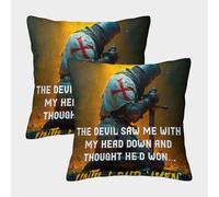 QBIREX 'Crusader Knight Prayer ' Poster, Picture, Metal Print, Paint by The Creative Hub Pillows Cases 2 Pack Hotel Quality Hypoallergenic King Size Pillow Cases for Couch 45x45cm
