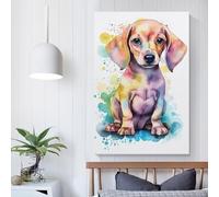 QBIREX Cute Baby Dachshund Puppy Poster Canvas Painting Poster Wall Art Decorative Picture Prints for Husband Boyfriend Girlfriend Personalised Canvas 12x18inch(30x45cm)