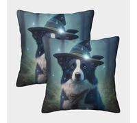 QBIREX Cute Magic Border Collie Kids Pillow Cases for Sofa Bedroom Pillow Shell Fade Pillow Covers 40x40cm