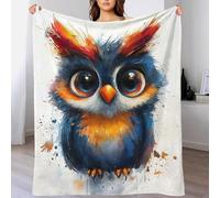 QBIREX Cute Watercolor Owl Throw Blankets 3D Print Flannel Blanket Simple Style Plush Blanket 70x80inch(180x200cm)