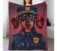 QBIREX Dachshund Police Officer 3D Printed Flannel Fleece Blanket Soft Lightweight Warm And Cozy for Bed, Couch 60x80inch(150x200cm)