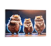 QBIREX Dancing Cat Art Canvas Paintings On The Wall Art Posters And Prints Hand to Hand Art Pictures Poster Home Decor16x24inch(40x60cm)